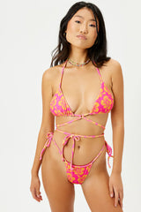 Tia Terry String Bikini Bottom - Hibiscus Honey