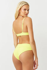 Gavin Ribbed Scoop Bikini Top - Lemonade