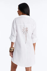 Georgy Swim Button Up Cover Up Dress - White