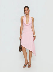 Yesina Halter Jersey Midi Dress Pink