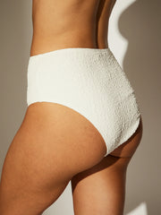Flamenco Textured Bikini Bottoms in White