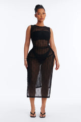 Cold Water Mesh Cover Up Dress - Black
