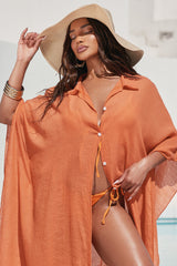 Megan Swim Cover Up Kimono - Orange