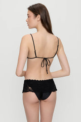 Elena Crochet Shine Bikini Top - Black