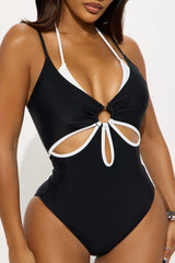Livia Layered 1 Piece Swimsuit - Black/White