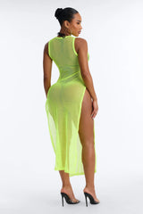 Poolside Chilling Fishnet Cover Up Dress - Yellow