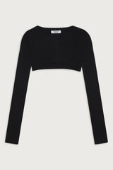 Nila Ribbed Cloud Knit Shrug - Black