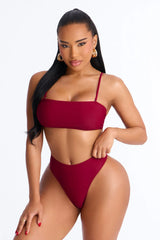 Maui Mix And Match Mid Rise Cheeky Bikini Bottom - Burgundy