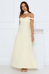 The Style Spotlight Off Shoulder Maxi Dress Yellow