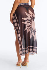 Act Up Novelty Adjustable Waist Tie Swim Cover Up - Black/combo