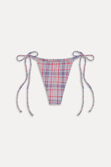 Tia Skimpy String Bikini Bottom - Americana Plaid