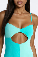 Take Notes 1 Piece Bandeau Swimsuit - Turquoise/combo