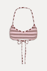 Lotus Mesh Striped Bikini Top - Strawberry Chocolate