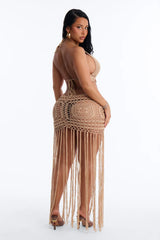 Denise Crochet Maxi Swim Cover Up Dress - Mocha