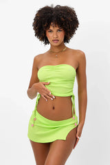 Marty Plissé Swim Skirt Bikini Bottom - Kiwi