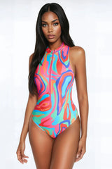 Kairi Evelyn Zip Up 1 Piece Swimsuit - Multi Color