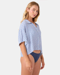 Hazy Dazy Cropped Button Up Cover Up