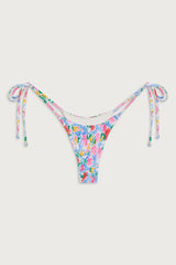 Divine Tie Side Skimpy Bikini Bottom - Painted Petals