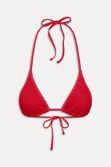 Paradise Denim Halter Bikini Top - Red Denim