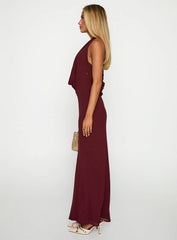 Vortexa Halter Maxi Dress Currant