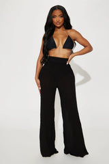 Breezy Nights Linen Swim Cover Up Pants - Black