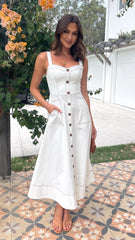 Indigo Midi Dress - White Denim