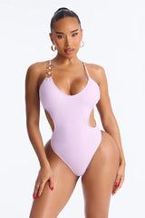 Coconut Life O-Ring Asymmetrical Side Out 1 Piece Swimsuit - Lavender