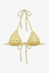 Tidal Floral Triangle Bikini Top - Sky Blossom