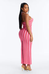 Deep Sea Swim Knit Cover Up Dress - Pink/combo