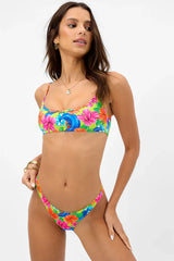 Dallas Floral Bralette Bikini Top - Neon Surfer