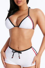Just Can't Compete 2pc Boyshort Bikini - White