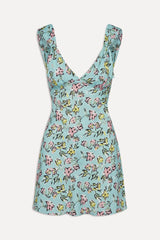 Emilia Satin Floral Mini Dress - Pastel Peony