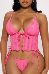 Addison Textured Tankini 2 Piece Bikini - Hot Pink