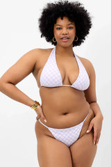 Harmony Checkered Thong Bikini Bottom - Purple Check