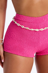 Leia Criss Cross Halter Boy Shorts 2 Piece Bikini - Fuchsia