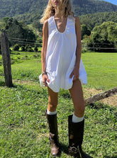 Eberta Ruched Baby Doll Mini Dress White