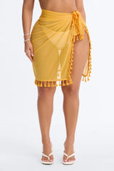Summer Behavior Cover Up Tassel Sarong - Yellow
