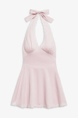 Audrey Satin Mini Dress - Pink Porcelain