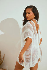 Elizabeth Crochet Cover Up Dress - Ivory