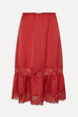 Hideaway Satin Slip Midi Skirt - Cherry
