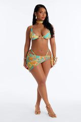 Carella Floral 4 Piece Bikini & Sarong Sunsuit - Orange/combo