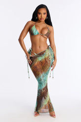 Chantel 3 Piece Bikini And Sarong Set - Green/combo