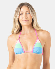 Surf City Colorblock Mini Tiki Triangle Bikini Top