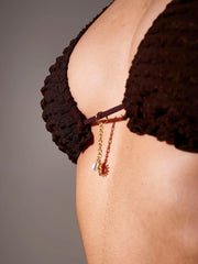 Spritz Frilly Bikini Top in Chocolate Brown