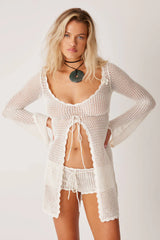 Collette Crochet Tunic - White
