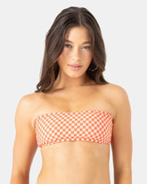 Flower Power Lace Up Bandeau Bikini Top