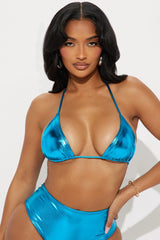 Maui Mix And Match Metallic Triangle Bikini Top - Royal