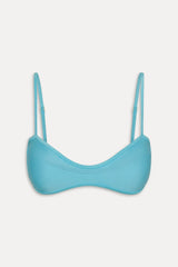Lane Satin Bandeau Bikini Top - Cyan Shine