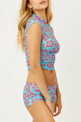 Blue Crush Terry Floral Boy Short - Blue Magic