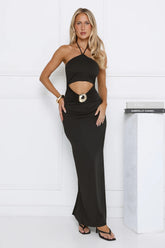 Evening Standards Halter Maxi Dress Black